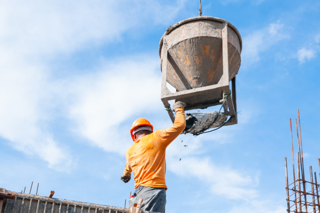 a tradesperson handling concrete on site