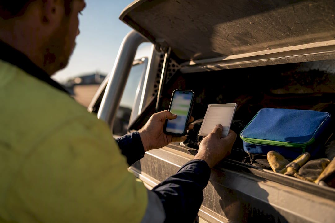 Tradie uploading a compliance ticket onsite
