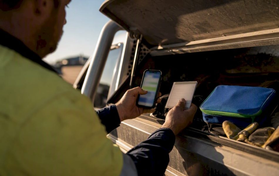 Tradie uploading a compliance ticket onsite
