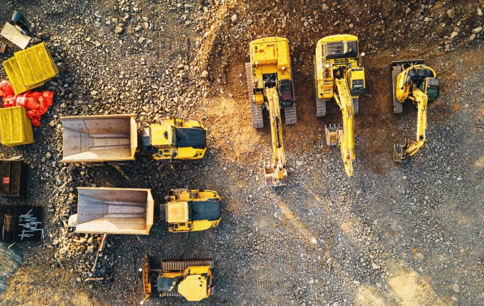 Australian mine site with multiple haul trucks
