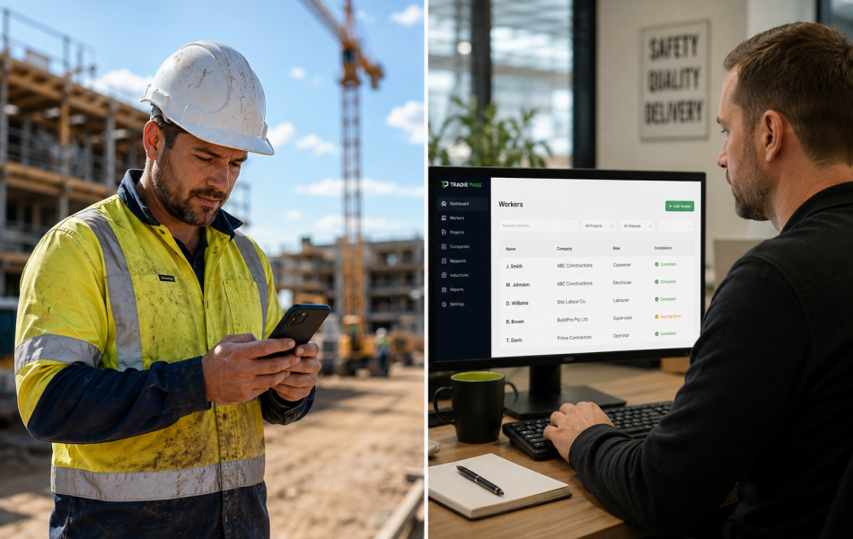 Solar farm workforce compliance and worker ticket management