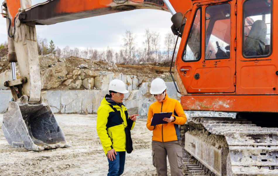 construction workers tracking compliance documents